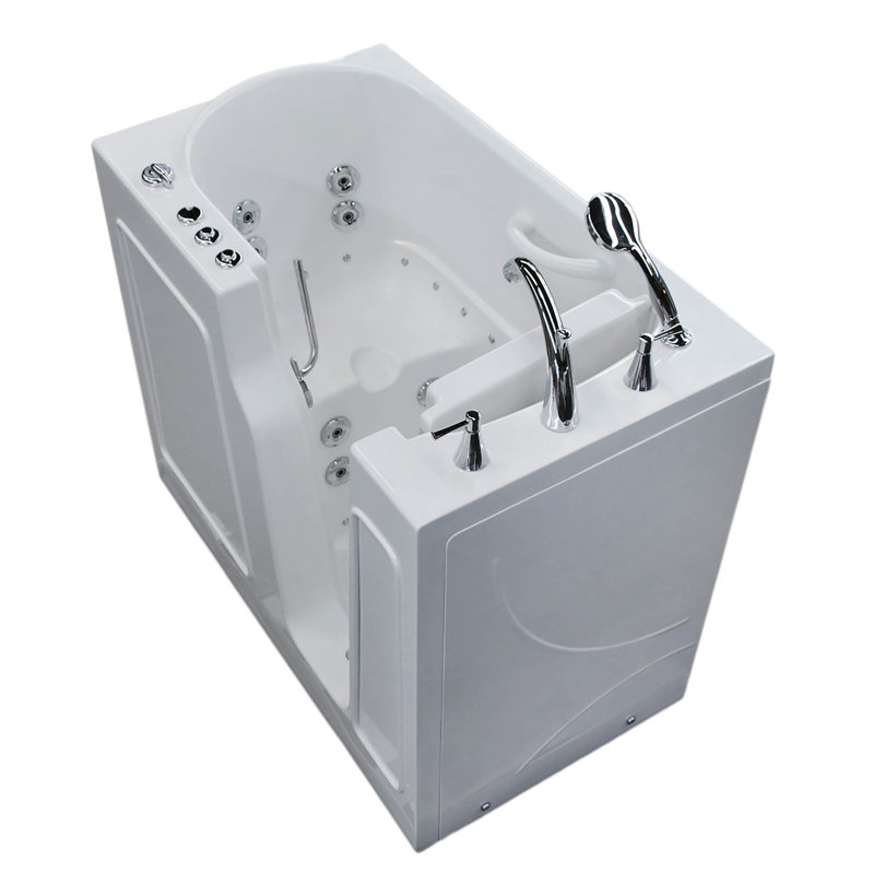 Prairie 45.75'' x 26'' Fiberglass Bathtub with Faucet, Right, White