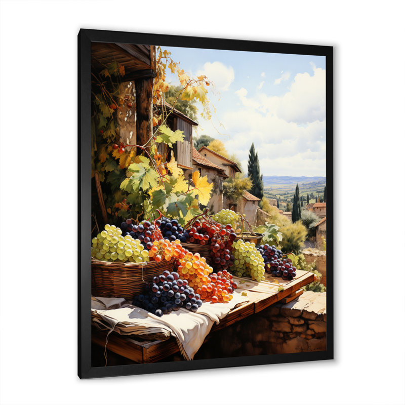 Vineyard Harvest Symphony II, reproduction d'art sur toile, Cadre photo noir simple, H 20 po x l 12 po x P 1 po