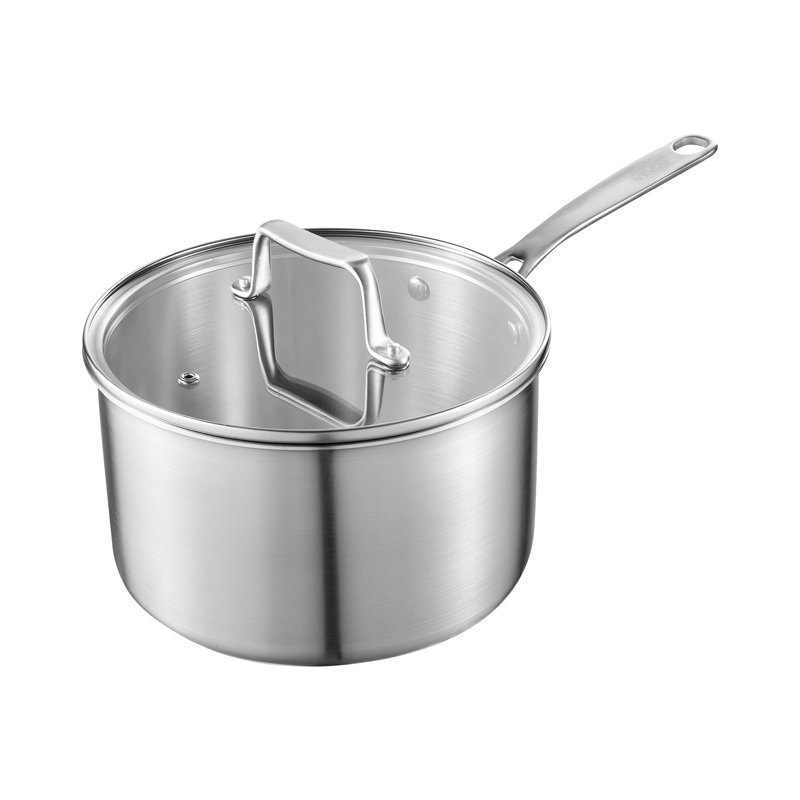 4 QT Saucepan Stainless Steel Saucepan with Glass Lid & Ergonomic Handle