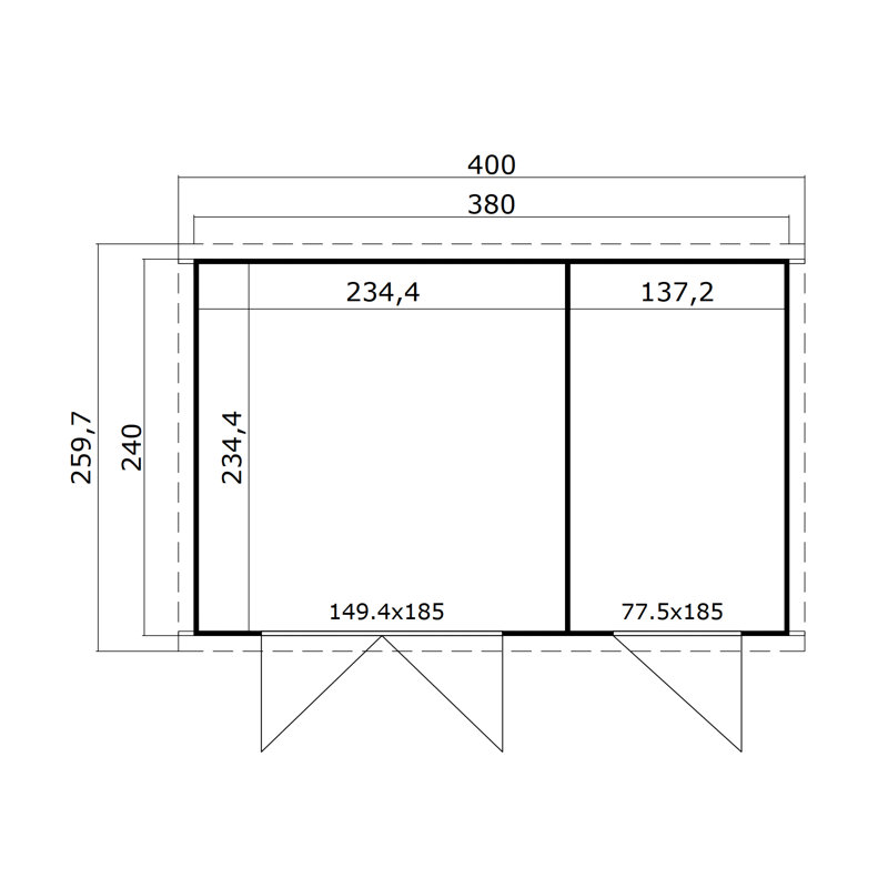 Lasita Zambezi XL 12.5 x 8 Ft. 2-Room Summerhouse With Plexi Glazing (28mm)