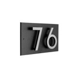 Floating Stand-Off 2-Number Horizontal Sign, Black /W/ Silver Modern Font Numbers