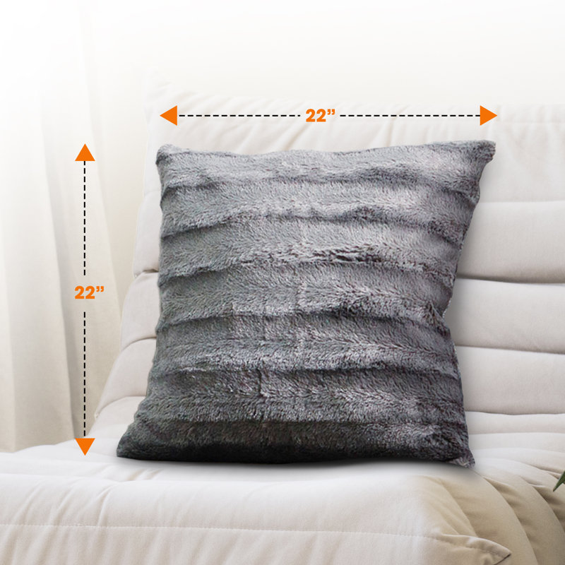 Gray Faux Fur 22" x 22" Throw Pillow Set