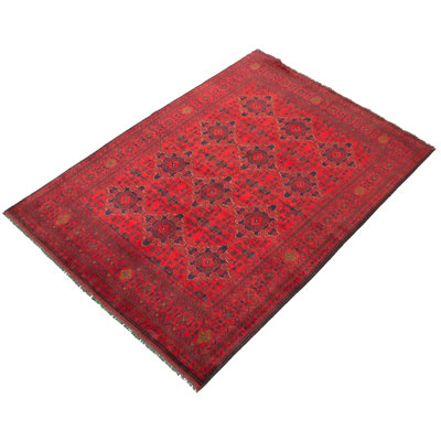 Tapis de zone en laine rouge 6 pi 8 po x 9 pi 6 po à la main one-of-kind-noué la 2010s esari turque Allaina