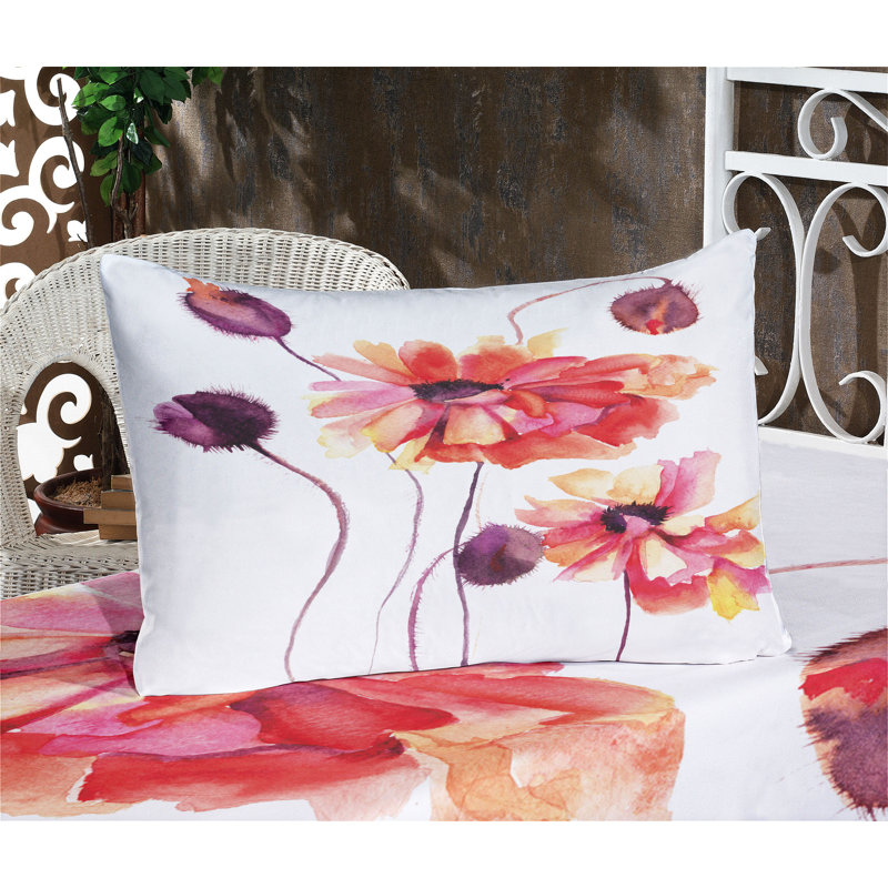 Ensemble de taie décorative à motif floral Ambesonne, écarlate pêche, Ensemble de draps pour très grand lit californien