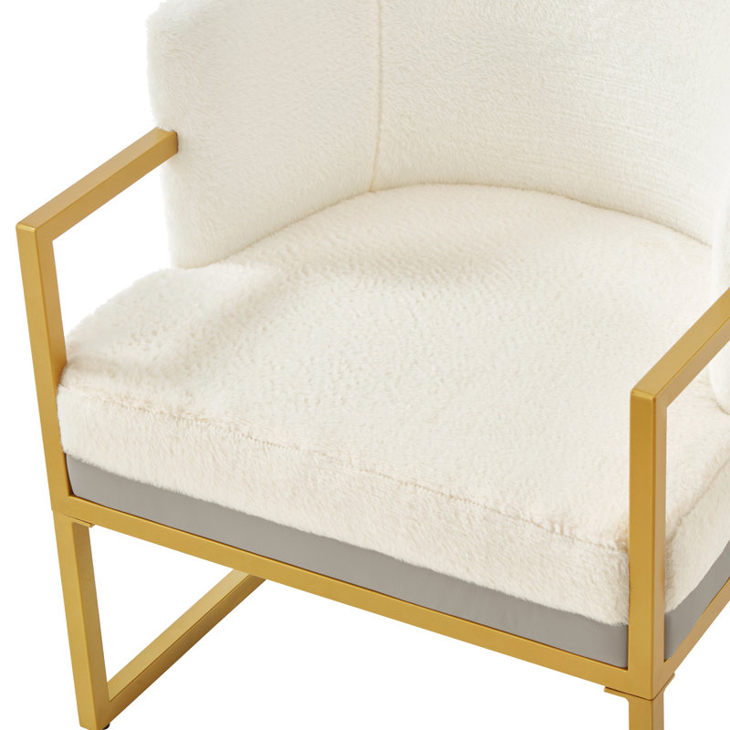 Chaise de lecture rembourrée avec fauteuil en métal doré moderne Modern Accent Chair, Beige
