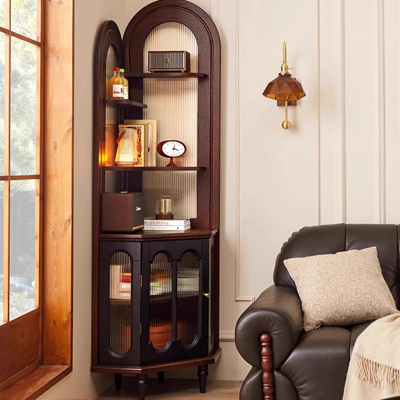 Nut-Brown Solid Wood Corner cabinet