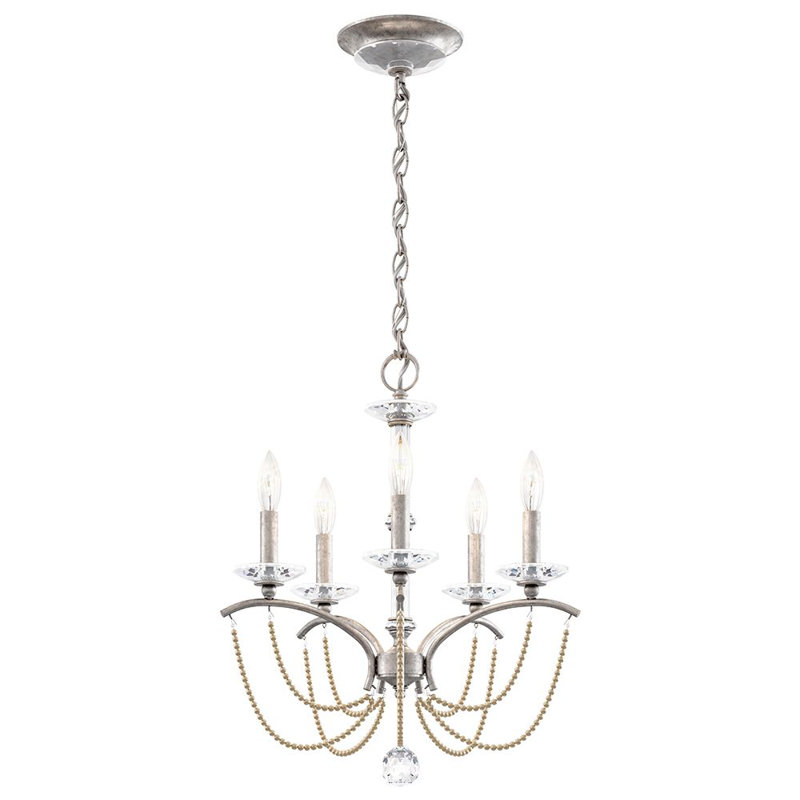 Priscilla 5 - Light Chandelier, Antique Silver/Bronze Pearl