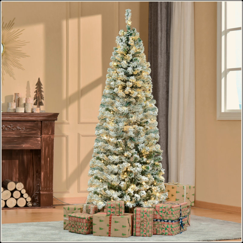Sapin de Noël artificiel enneigé 6 pi avec des branches réalistes, 250 lumières DEL et 462 pointes