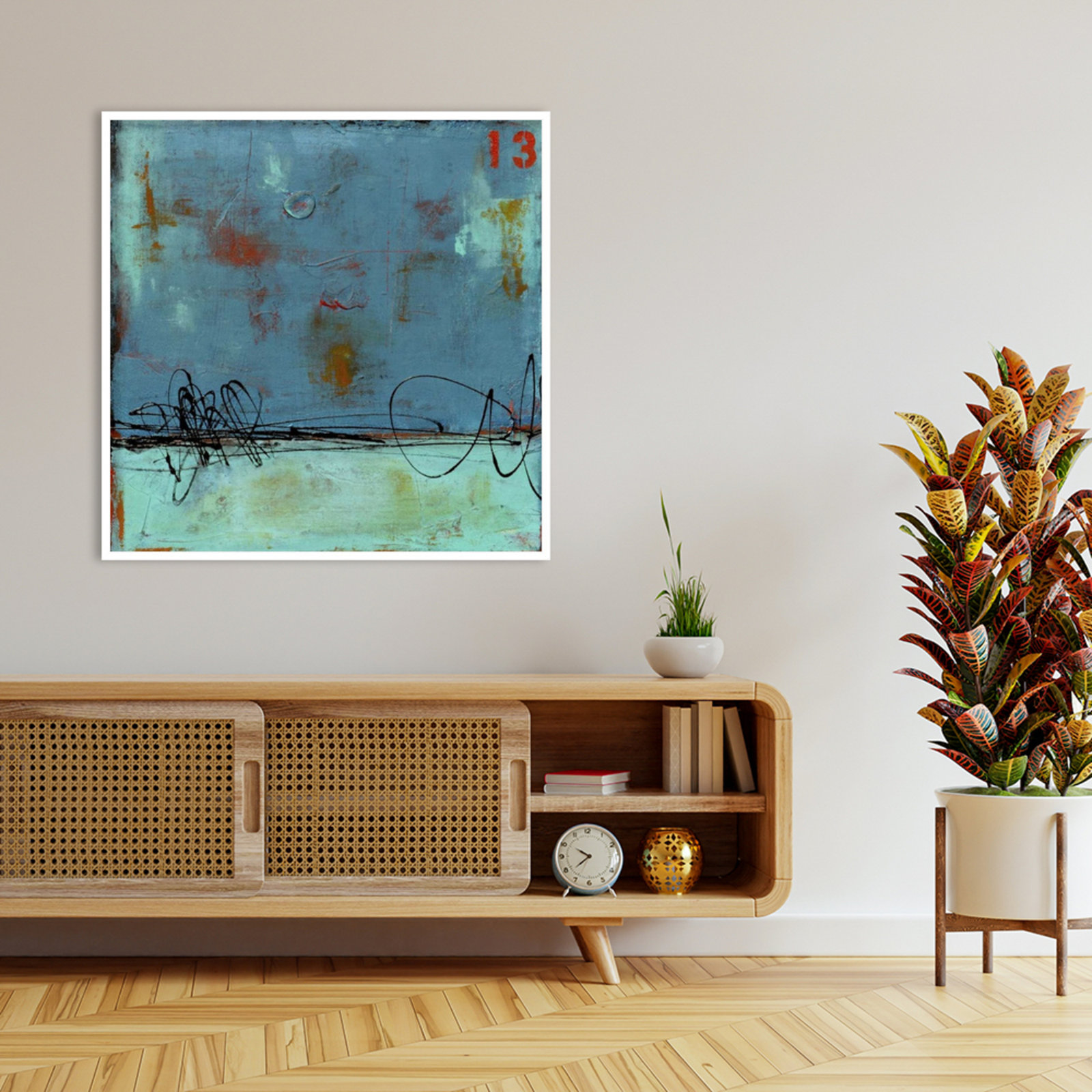 Blue Bay Marina I Print by Erin Ashley, 41" H x 41" W, White