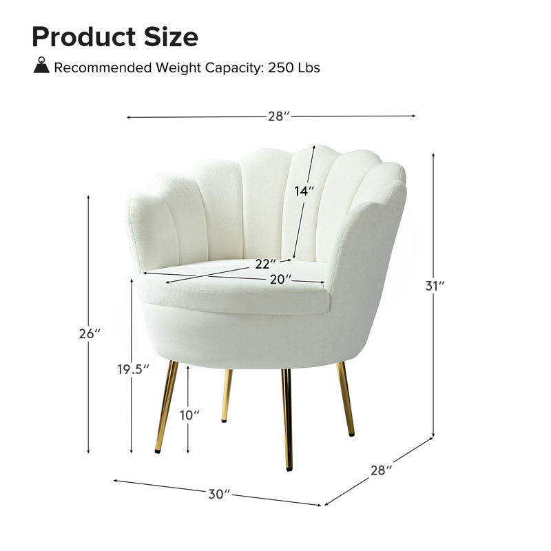 Fauteuil demi-tonneau Hendrix, Velours ivoire