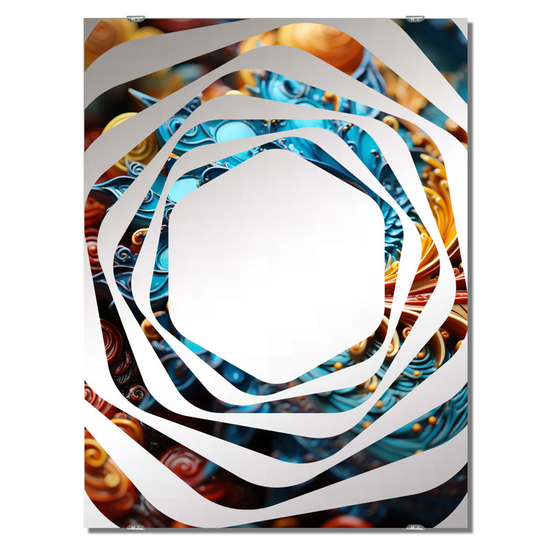 Crayton - Miroir mural à spirales abstraites grand, 40 po x 30 po
