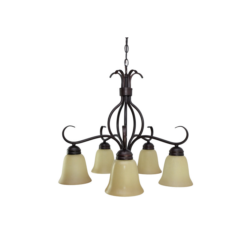 Lustre classique / traditionnel à 5 lumières Agena, Abat-jour bronze huilé Wilshire