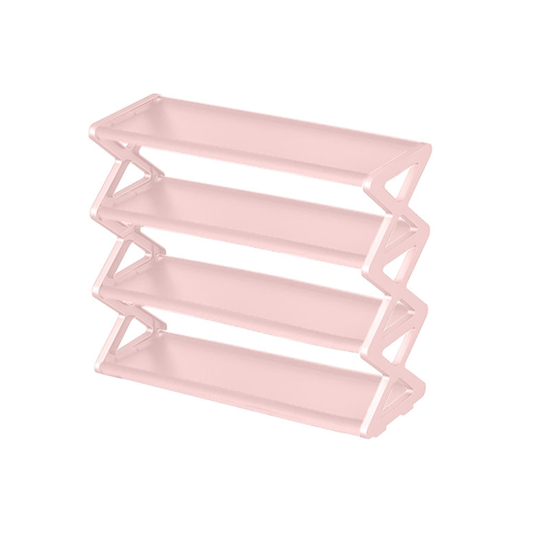 Household X Type Shoe Rack Multifunctional Double Steel Tube Assembly Shoe Cabinet Dormitory Shelf, Pink