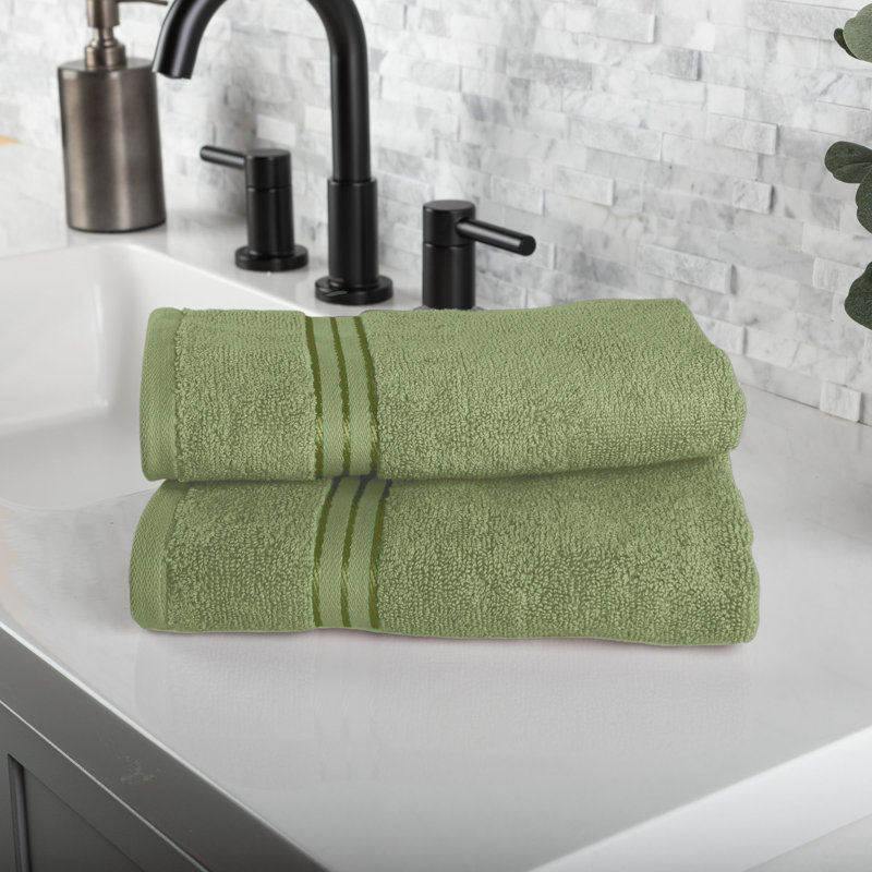 Lavish Home 6 Piece Bathroom Towels Set - 625GSM 100% Cotton Bathroom Essentials with 2 Absorbent Wash Cloths, 2 Hand Cloths, and 2 Bath Towel for Shower, Gym, Dorm and Spa (Green)