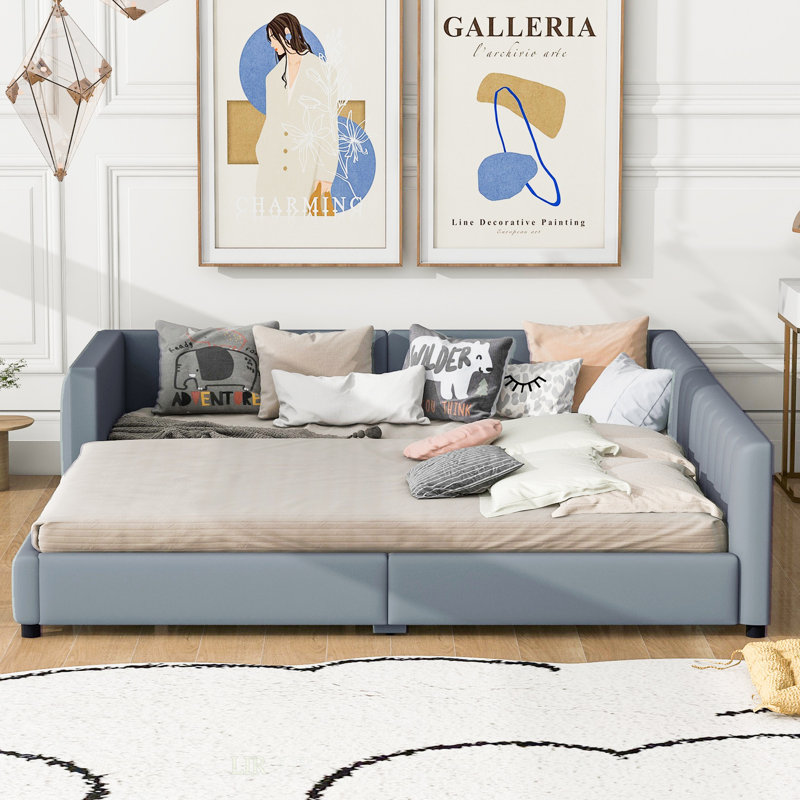 Upholstered Platform Bed, Gray