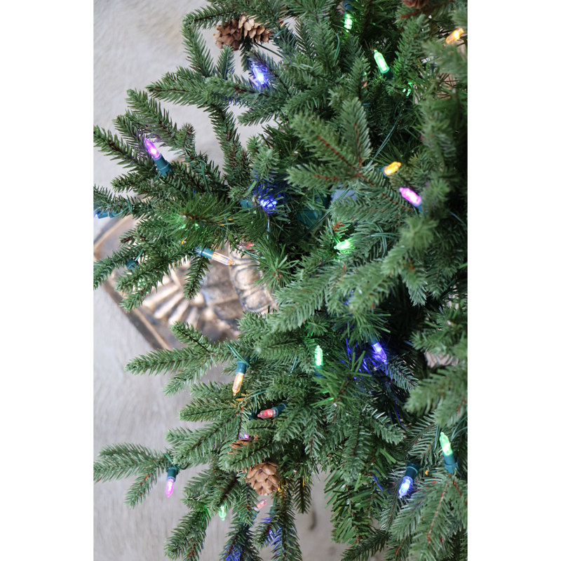 48'' Noble Fir Potted Christmas Tree with Multi-Color LED Lights