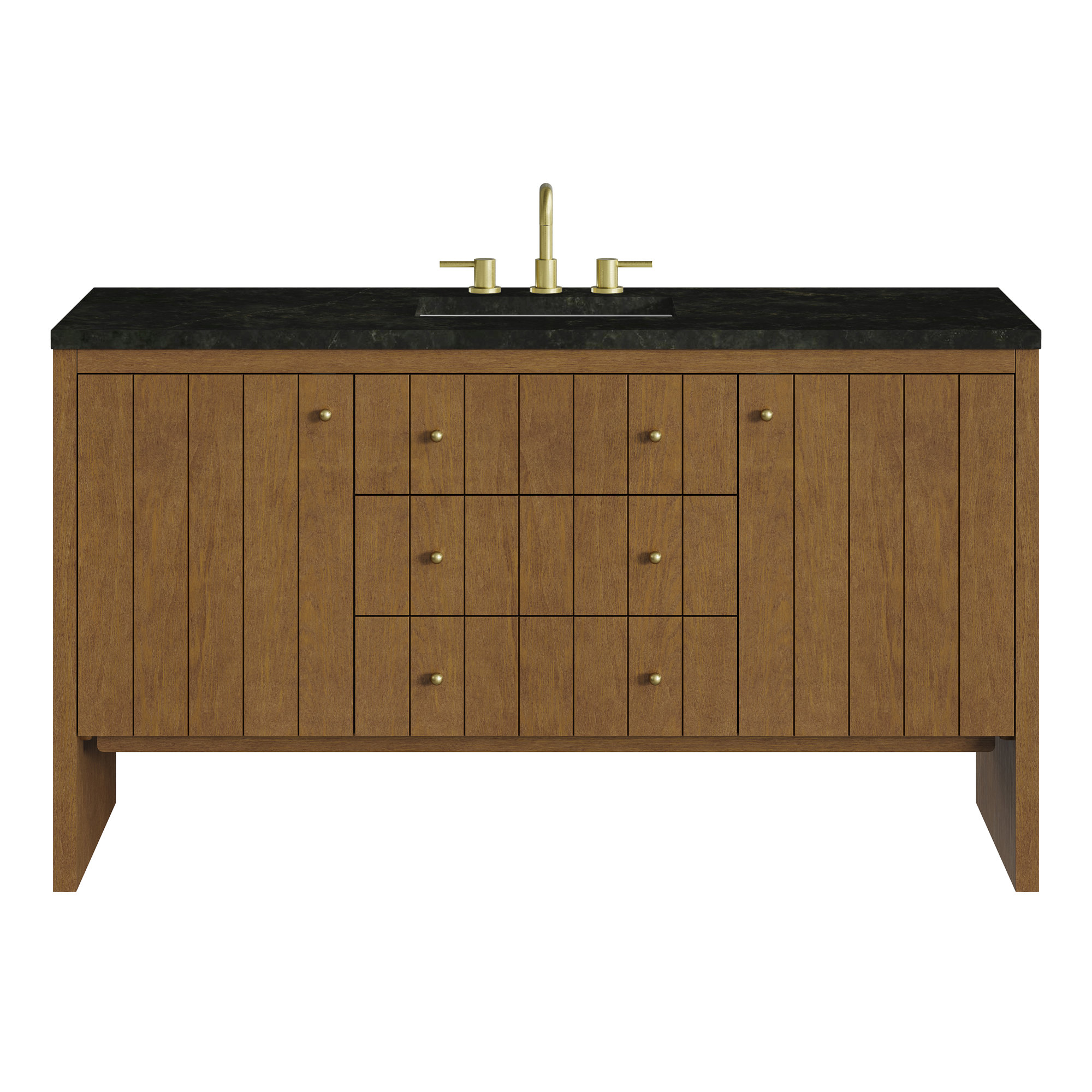 Hudson 60'' Single Bathroom Vanity, Honey Brown, Phantome, 8" Widespread