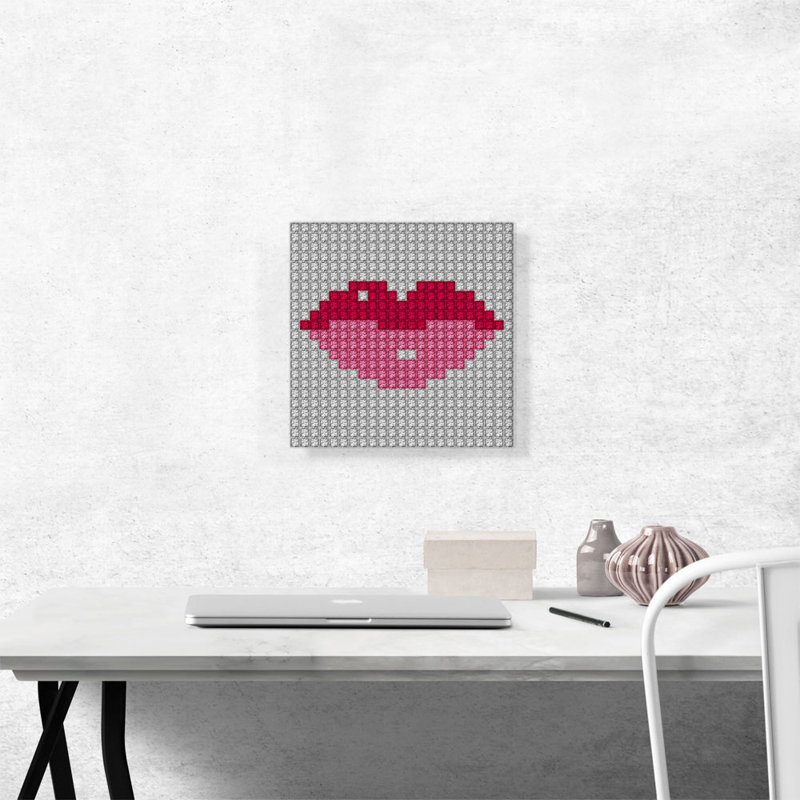 «Pink Pixel Lips Emoticon Jewel Pixel», impression sur toile tendue, H 12 po x l 12 po x P 1,5 po