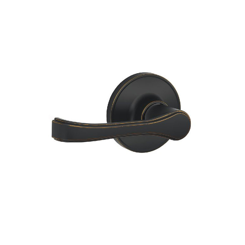 J Series Door Lever with Rosette, Aged Bronze, Single Dummy