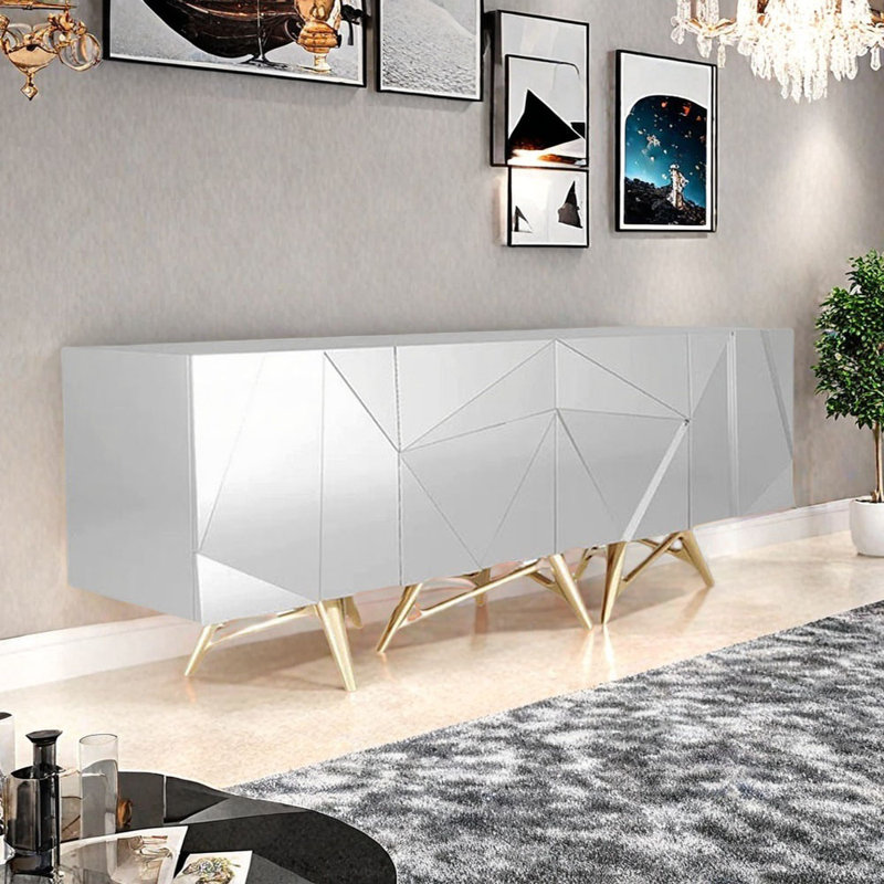 Buffet de ménage de luxe, H 32,28 po x l 78,74 po x P 21,65 po, Argent argent
