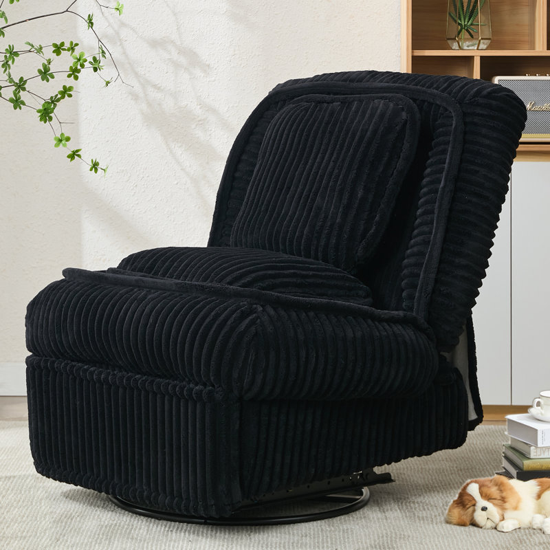 Fauteuil inclinable et oscillant pivotant 360 °, velours côtelé, noir, Noir
