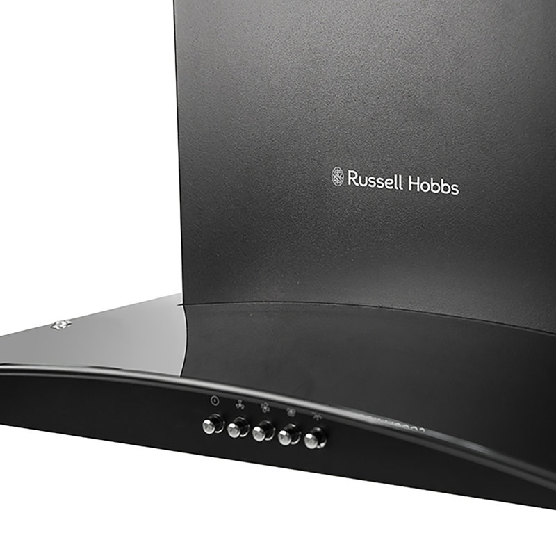 Russell Hobbs Rhgch901b-m 90cm Wide Black Steel & Glass Chimney Cooker Hood