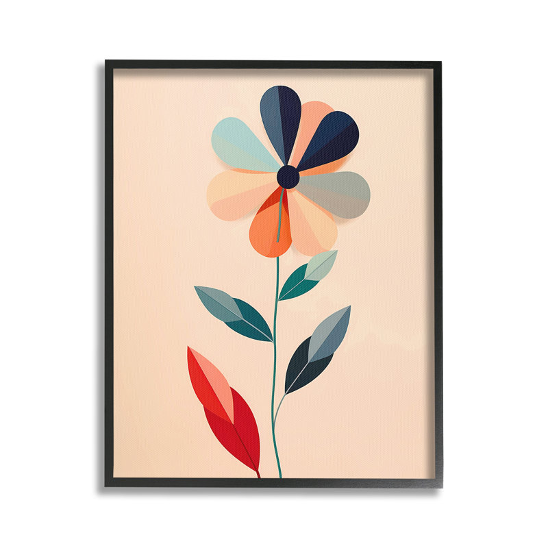 Motif géométrique de marguerite, Giclée encadrée noir minuit, H 30 po x l 24 po