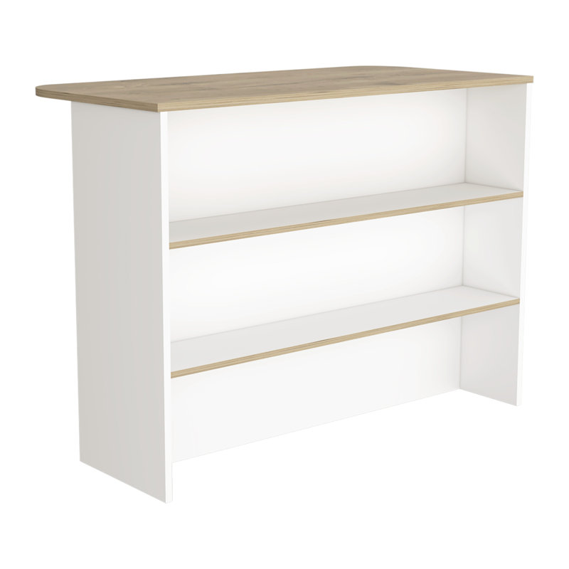 Kitchen Island with Two-Tier Storage Shelf and Ample Workstation