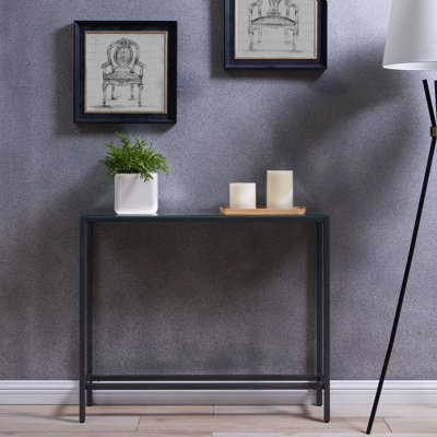 Mini console étroite avec plateau en miroir - Finition gris bronze industriel | Idée de cadeau