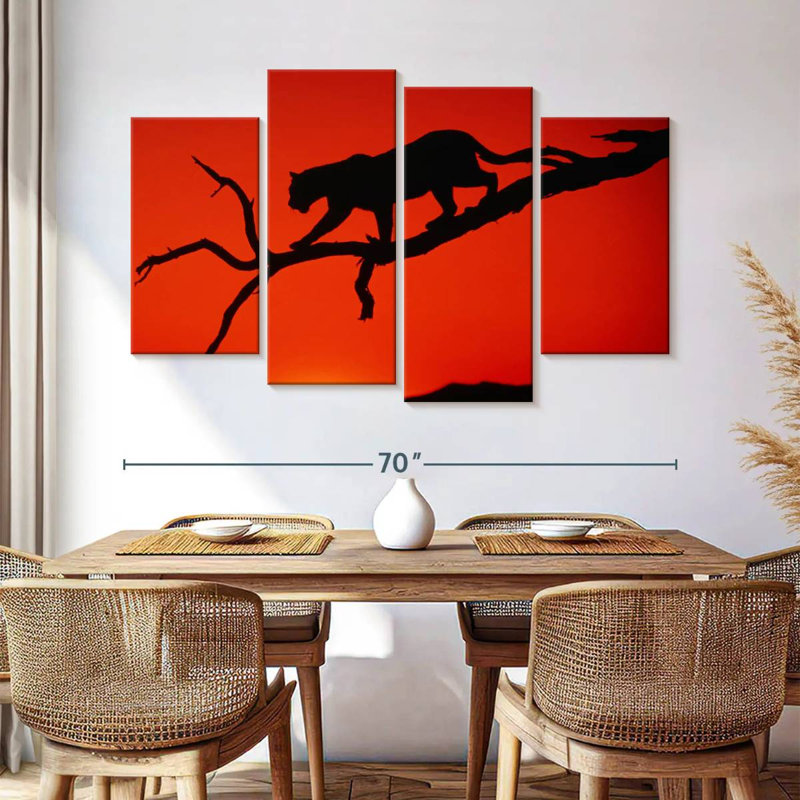 Brampt Red Silhouette Leopard, 42" H x 68" W