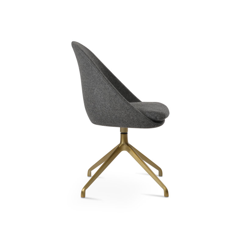 Avanos Spider Side Chair, Dark Gray,  Brass
