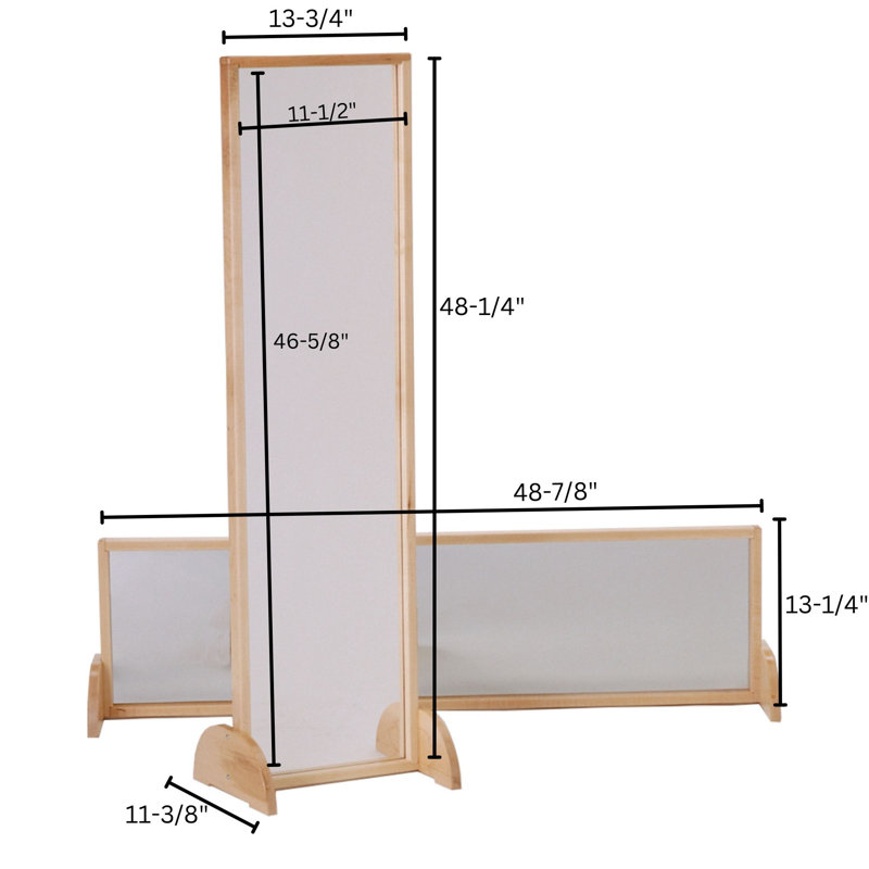 Natural Wood Full-Length Freestanding Kids Mirror