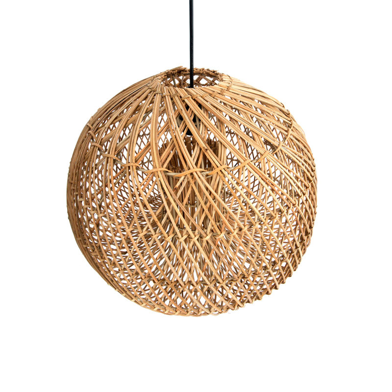 1 - Light Rattan Chandelier, 14" H x 18" W x 18" D