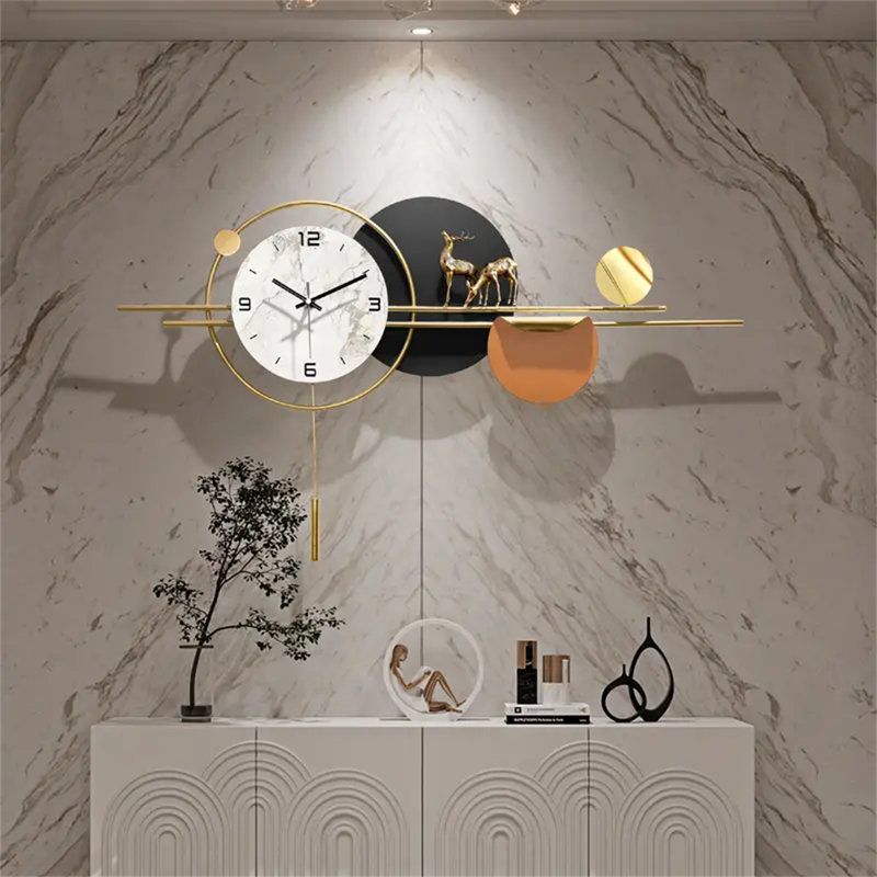 Horloge murale 36 po x l 19 po à pendule moderne silencieuse - grande décoration murale en métal pour le salon, la cuisine, la chambre à coucher, le vestibule, le bureau