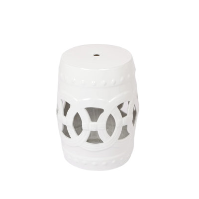 10.5" X 17" Glazed Ceramic Drum Stool - Indoor/Outdoor Side Table - Accent Garden Stool(Only Including Table)