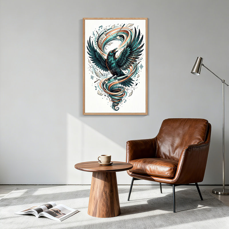 Ensemble de 1 tableau sur toile Crow Music, 36"H x 24"W, Naturel