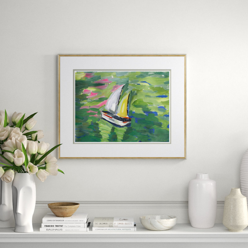 Pond Boat Yellow Giclee Print by Dana Gibson