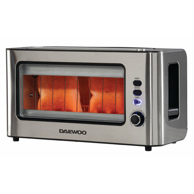 Daewoo 2-Slice Long Slot Toaster Stainless Steel Glass WIndow Defrost Reheat