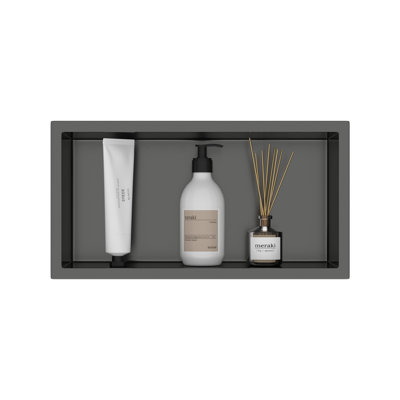 Tablette de douche encastrée rectangulaire en acier inoxydable 304 de 14 po x H 6 po sans carrelage pour salle de bain / cuisine / salon / rangement