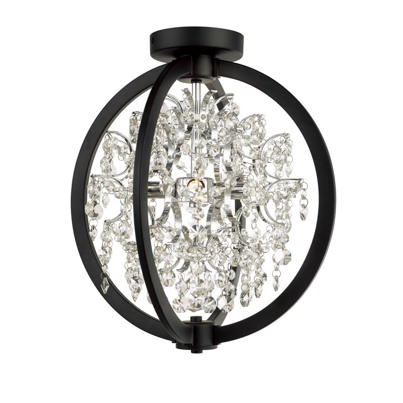 Plafonnier encastré 4 lumières 14 po Nels, Noir