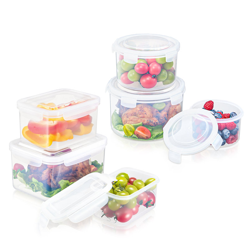 Sorbus Airtight Clear Food Storage Container Plastic Stackable, Snap Lid BPA free – 6 Pack, Clear, Clear - 6 Pack
