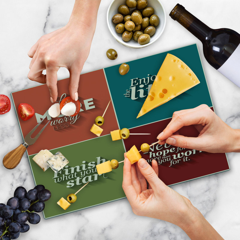 Ambesonne Saying Cutting Board Large Size Love More Worry Less Multicolor