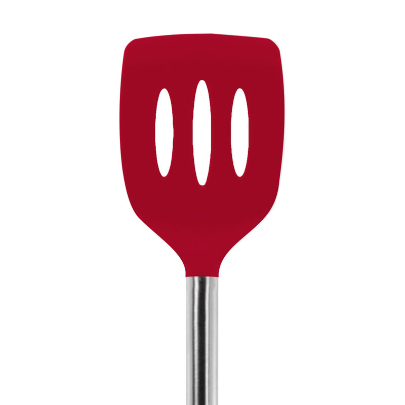 Tovolo Silicone Slotted Turner SS Handle, Red