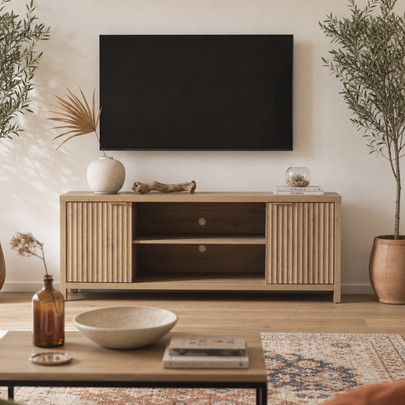 Crédence de rangement l 67 po Nicolee, Chêne sable, H 25 po x l 67 po x P 15,4 po
