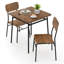 3 Pieces Dining Table Set for 2 Wood Square Table with Metal Frame