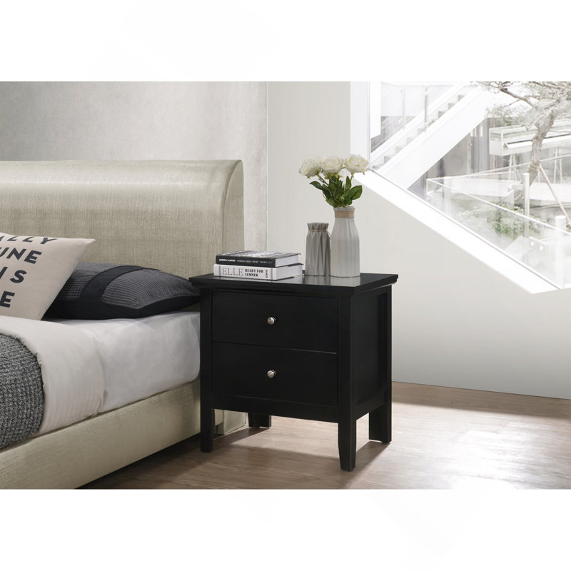 Élégante table de chevet transitionnelle noire, Noir