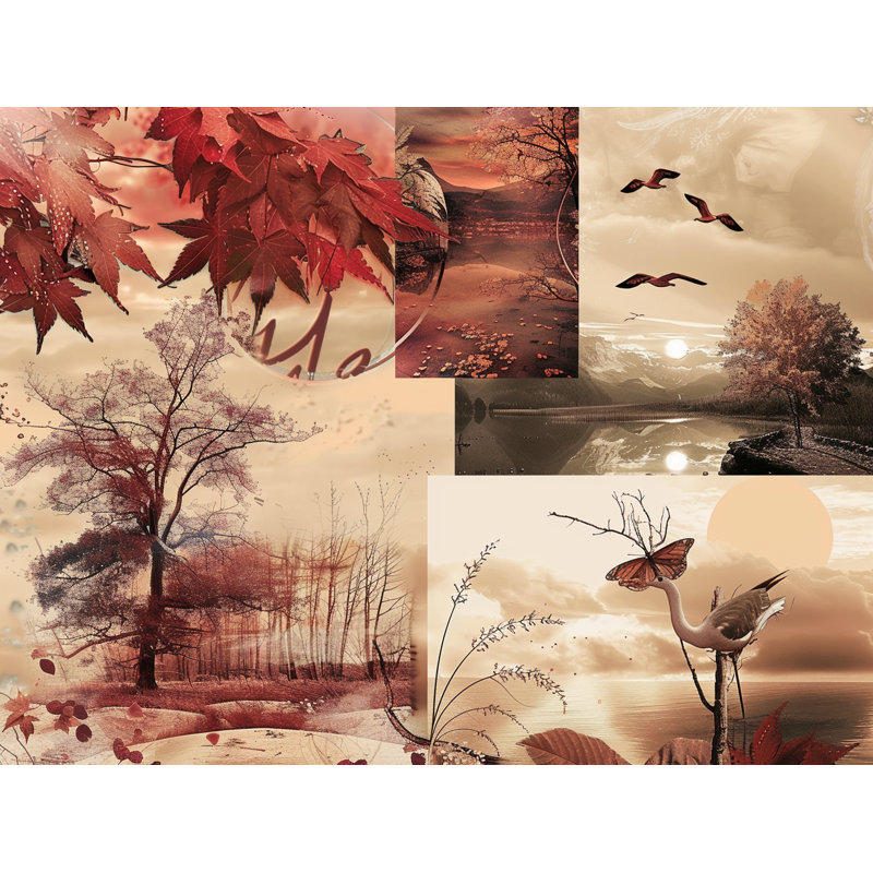 Rideau de douche Seasons - décor de salle de bain collage 16565, H 93 po x l 70 po