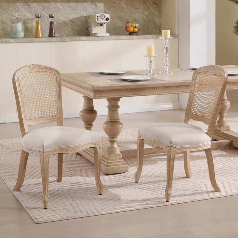 Chaises rembourrées avec dossier en T en rotin naturel