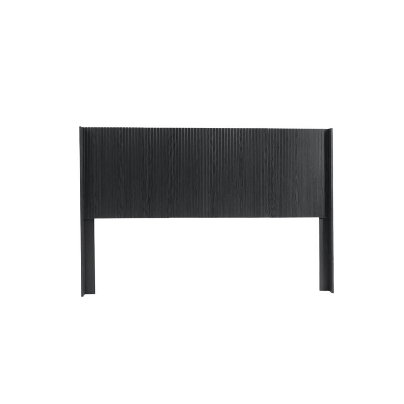 Wood Headboard Wingback Boho Headboards, Black Woodgrain, Queen