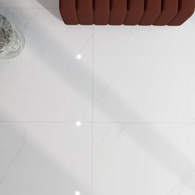 24" x 24" Polished Statuario Porcelain Tile